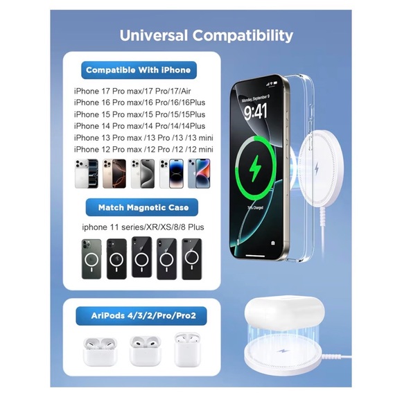 Magnetic Wireless Charging Pad – White | Fast Charge Compatible - Picture 3 of 6